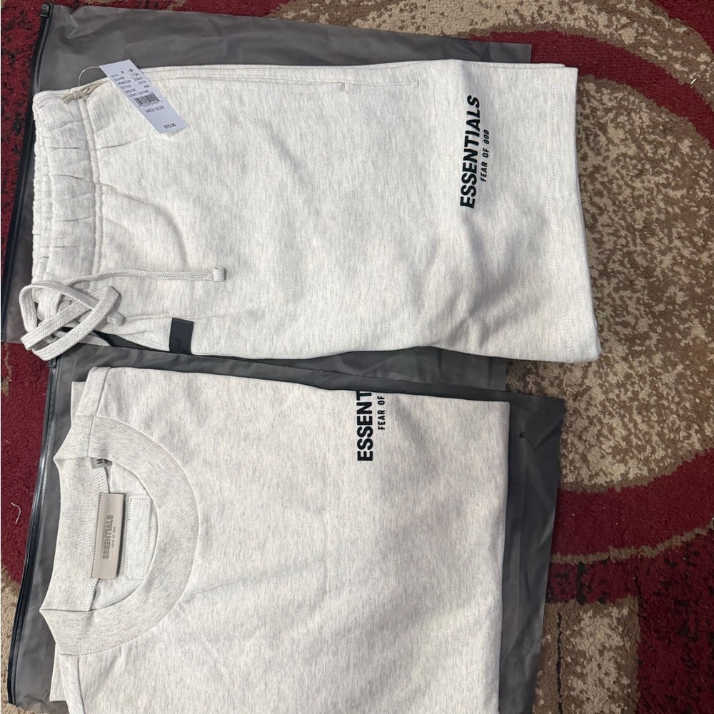 Essentials light oatmeal shirt and short Set